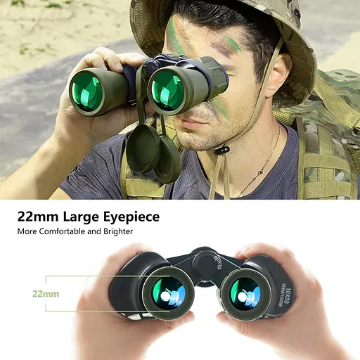 Бінокль польовий 10х50 для полювання та туризму (Зелений) - фото 5