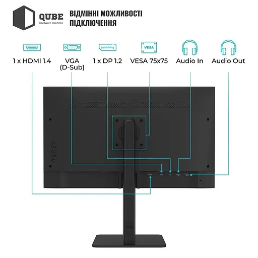 Монітор QUBE 24" B24F120HS FHD IPS 120Hz (B24F120HS) - фото 4