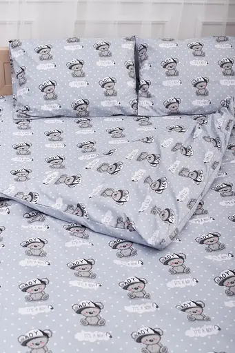 Комплект постельного белья Moon&Star Бязь Gold Люкс Teddy Boy полуторный 143х210 наволочки 2х40х60 - фото 4