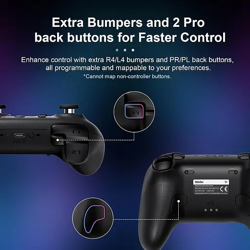 Геймпад 8BitDo Ultimate 2 Bluetooth Switch, Switch 2, ПК с Windows, TMR, Эффект Холла Черный - фото 7