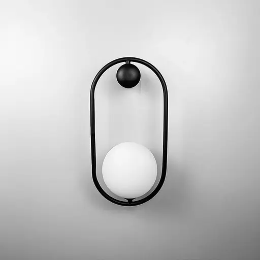 Настенный черный светильник с белым плафоном Line F Арт. W078/1 BK - фото 6