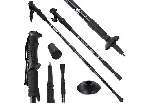 Трекінгова палиця для скандинавської ходьби EasyFit 1 штука Чорна 1 шт (EF-3924-BK) - фото 2