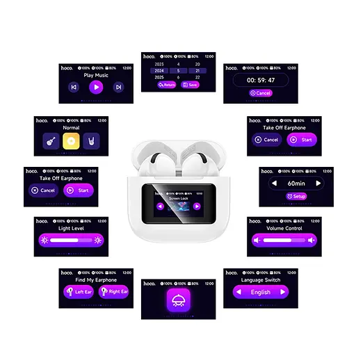 Навушники бездротові Hoco EW73 TWS, TouchScreen, BT5.4, мікрофон, вкладиші, White - фото 5