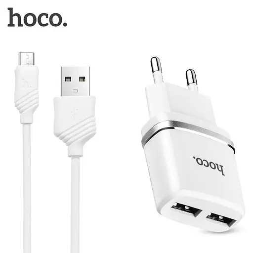 Зарядний пристрій Hoco C12 набір із кабелем micro 2 USB-порти - фото 2
