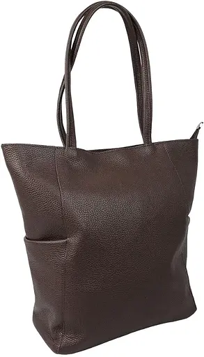 Женская кожаная сумка на двух ручках Borsacomoda темно-коричневая sum0028739 - фото 4