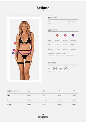 Комплект білизни Obsessive Selinne M/L чорний - фото 7