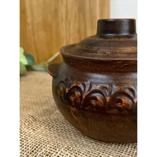 Горщик під печеню керамічний (глиняний) різьблений Декор 600 мл - фото 7