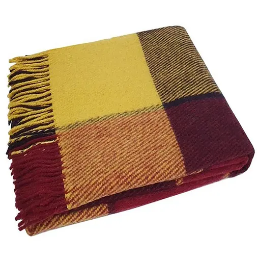 Плед вовняний Vladi Ельф 140х200 яскраво.жовто-бордово-сливовий 1 - фото 1