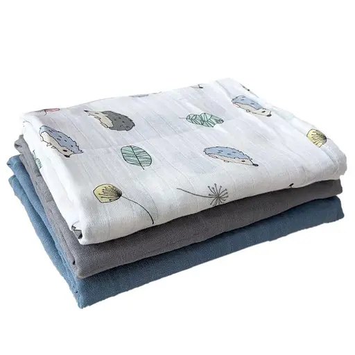 Набор органических пеленок Lovely Svi 3 шт – мягкие, дышащие, размер ХL- 110 x 115 см Ежики (100125) - фото 3