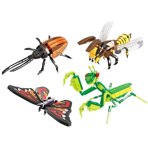 Конструктор насекомые  WOMA развивающий научный  4 в 1 живой мир 727 детали - фото 1