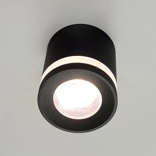 Накладний чорний циліндричний світильник 3000K Ø7х8 см | Line F | Арт. 8243 B-L QY-S - фото 2