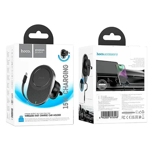 Держатель Hoco Guardian magnetic wireless fast charging Car holder air outlet HW12 15W - фото 2