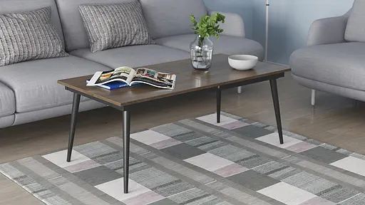 Стіл журнальний трансформер Dandi Small Ferrum-decor 45x120(160)x70 Чорний метал ДСП Дуб Сонома Трюфель 16 мм (FRD-106797)