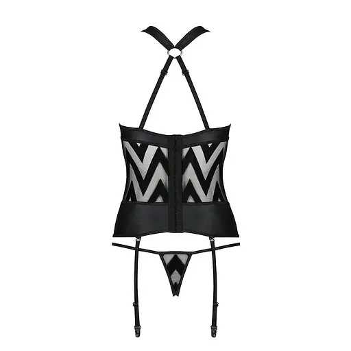 Сітчастий комплект із візерунком Passion Hima CorSet black L/XL - фото 6