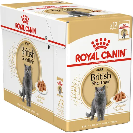 Вологий корм для дорослих кішок породи британська короткошерста Royal Canin British Shorthair Adult шматочки в підливі 1.02 кг (12 шт. х 85 г)
