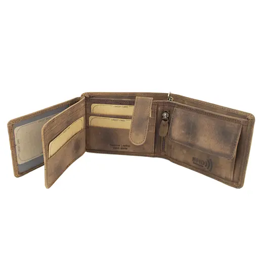 Мужское кожаное портмоне с ретро-автомобилем коричневое Always Wild N992C-VIN-C - фото 3