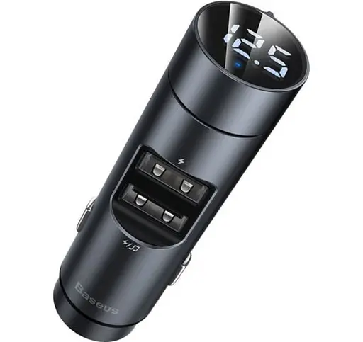 Автомобільний FM-модулятор Baseus Energy Column + bluetooth (2USB) CCNLZ-C0G (Темно-сірий) - фото 8