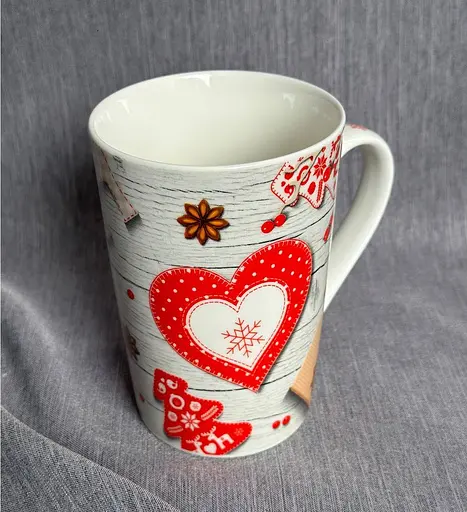 Чашка новогодняя Tanto T3694-1 керамика в подарочной упаковке 350 мл Белая с серим - фото 2