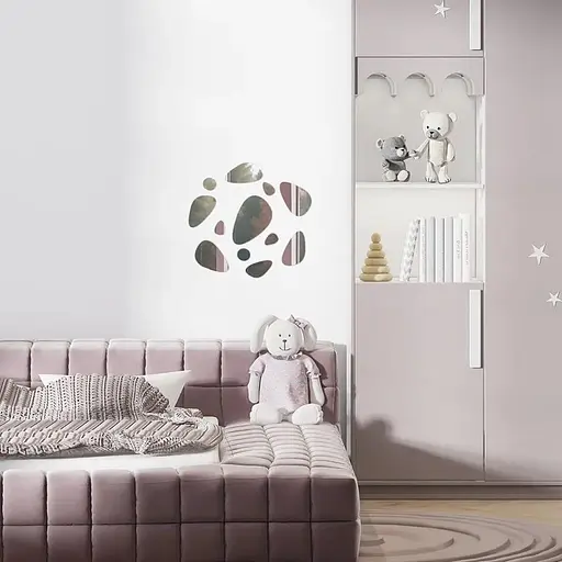 Дзеркальний декор Wall Sticker  SW-00002496 акриловий самоклеючий Камінці 12 шт. срібло - фото 5