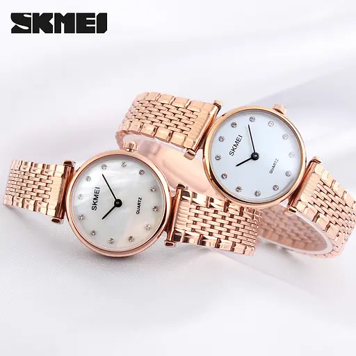 Женские классические часы Skmei 1223 Shell (Розовое золото с белым циферблатом) - фото 6