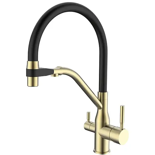 Змішувач для кухні Mixxus Premium Gravity 021 із гнучким виливом Brushed Gold MI6981 Золотий - фото 1