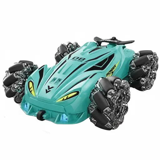 Радиоуправляемая трюковая машина JD 155-15 A-01, парогенератор, подсветка, музыка, аккумулятор 3.7V, пульт 2.4GHz, голубая