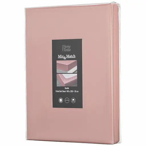 Простирадло на резинці Ardesto Mix&Match Premium, 180x200+30см, 100% бавовна, сатин, рожевий світлий (ART1820FSU) - фото 1