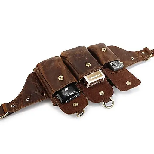 Шкіряна бананка John McDee 25.5х14х6.5 см sum0025630 - фото 4