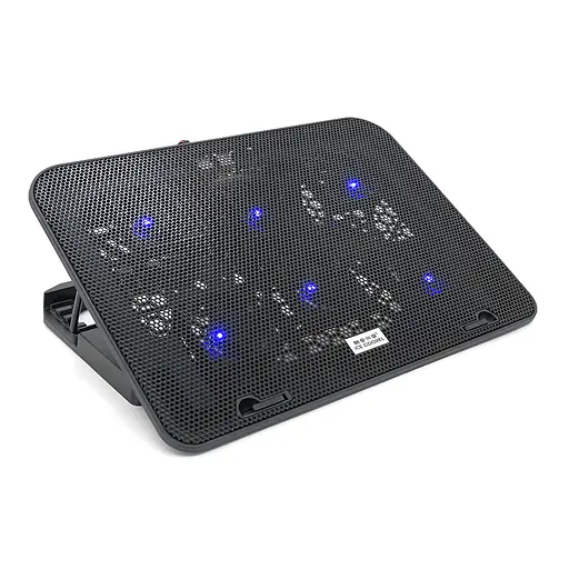 Підставка під ноутбук IceCoorel A9, 10-15.6", 6*60мм 2500±10% RPM, корпус пластик+алюміній, 2xUSB 2.0, 353x255x32mm, Black, Box, Q20 - фото 1