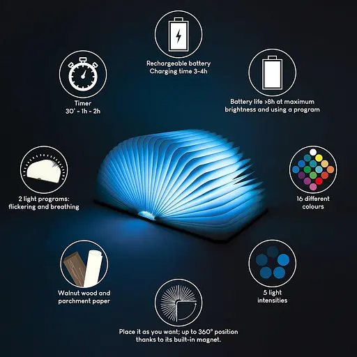 Дерев'яна складана лампа BONNYCO з дистанційним керуванням, 16 кольорів таймер - фото 3