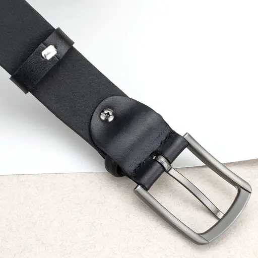 Ремень мужской кожаный JK-3556 (120 см) черный с вышиванкой - фото 4