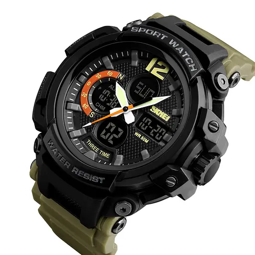 Чоловічий наручний годинник Skmei 1343 Halk Хакі - фото 5