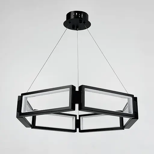 Люстра із підвісним чорним кільцем з прямокутників Ø 60 см | Арт. MJ 235-600 | Line F - фото 3
