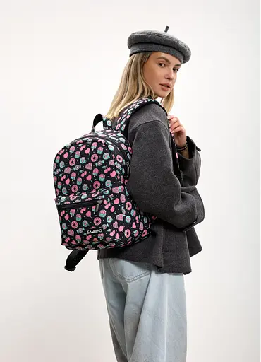 Жіночий рюкзак Sambag Talary чорний принт "Cake" 35 х 25 х 12 см (35312736) - фото 1