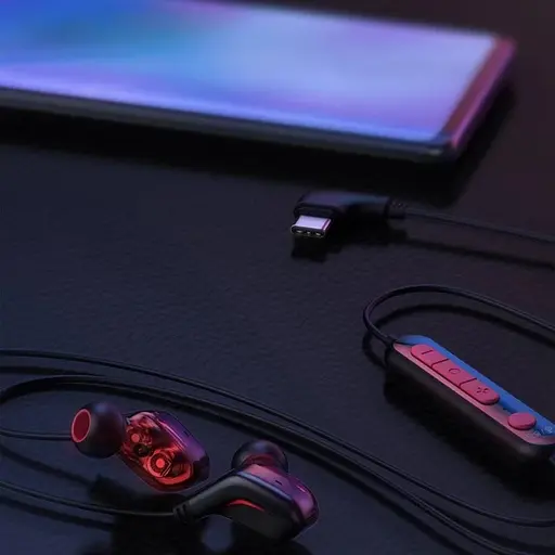 Дротові навушники Baseus Gamo Immersive Virtual 3D Game Type-З Earphone, 1.2m, red - фото 7