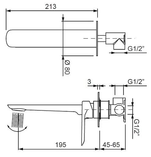 Змішувач для умивальника Koer KB-16028-07 вбудований KR5300 Графит - фото 3