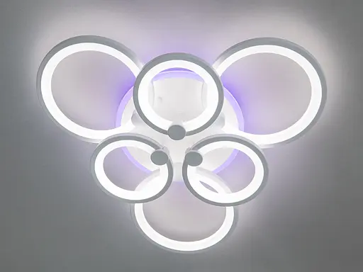 Стельова LED люстра з пультом, диммером та підсвічуванням, 140W, біла - фото 2