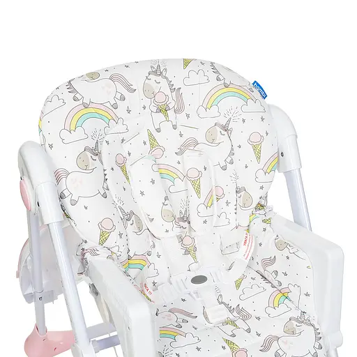 Мягкий стульчик для кормления Bambi M 3233 Unicorn Pink с корзиной для игрушек - фото 5