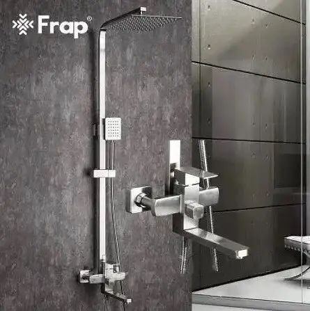 Душевая система Frap F24802, поворотный излив - переключатель на лейку, 1 режим, нержавеющая сталь - фото 2