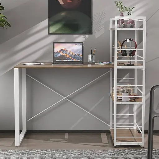 Письмовий стіл Ferrum-decor Серії Конект з етажеркою 75x120x60 білий ДСП Дуб Сонома Трюфель 16мм (FRD-104228)