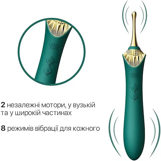 Вагінально-кліторальний вібратор Zalo - Bess Turquoise Green - фото 3