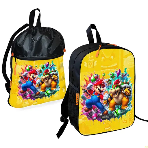 Шкільний рюкзак дитячий Супер Маріо + Сумка для взуття спортивної форми рюкзак-мішок для хлопчика (01772)