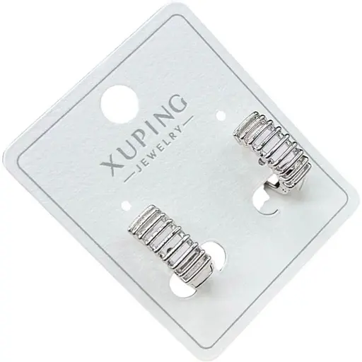 Сережки Xuping Прямокутні смужки з медичної сталі під срібло - фото 1