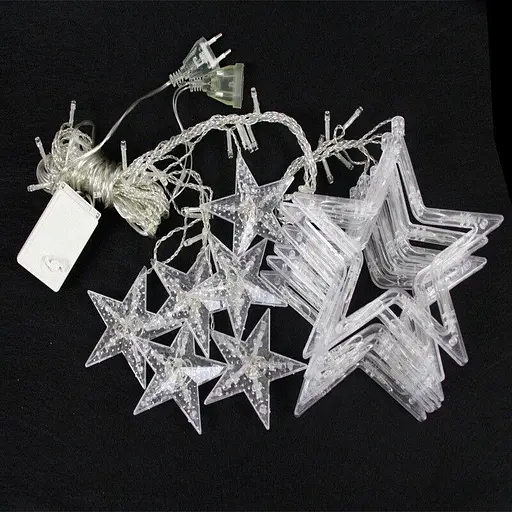 Гирлянда LED штора Звездопад 2.5 метра 138 LED 12 звезд 220V, многоцветный - фото 2