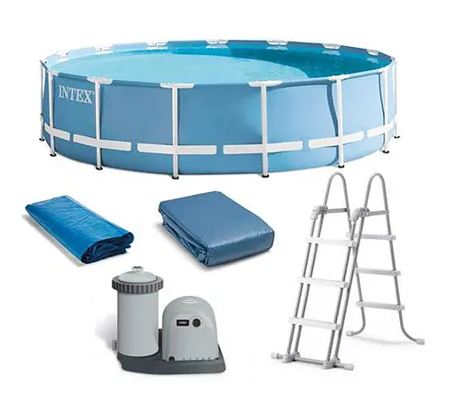 Басейн каркасний Intex 26732 NP круглий 549x122 см об'єм 24311 л зі сходами тентом та підстилкою - фото 3
