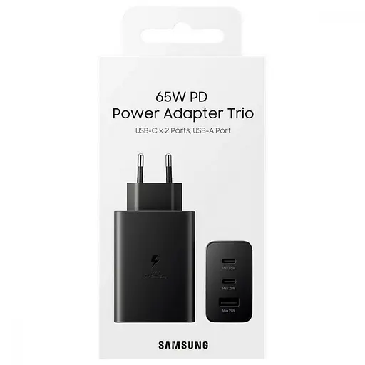 Зарядний пристрій Samsung 65W Power Adapter Trio w/o cable Black (EP-T6530NBEG) - фото 6
