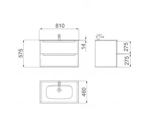 Тумба підвісна Sanwerk Вега Air 81 Білий з умивальником Падова (MV0000813) Білий - фото 6