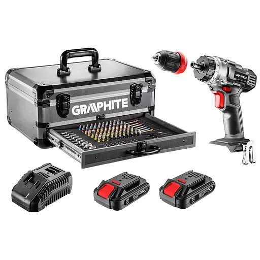 Набор шуруповерт-дрель аккумуляторный Graphite Energy+ кейс18 В 2х2.0 Аг 44 Нм 0-1250 об/мин 7.35 кг - фото 9