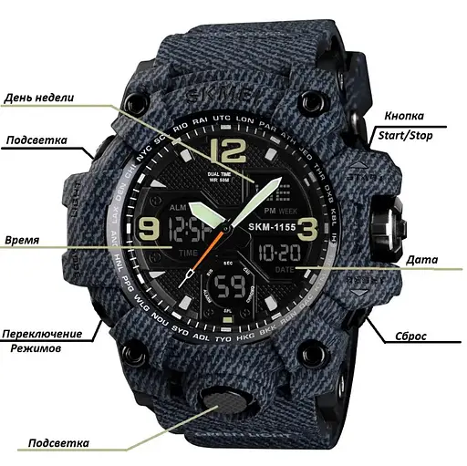 Чоловічий годинник Skmei Hamlet 1155 Темний джинс - фото 4