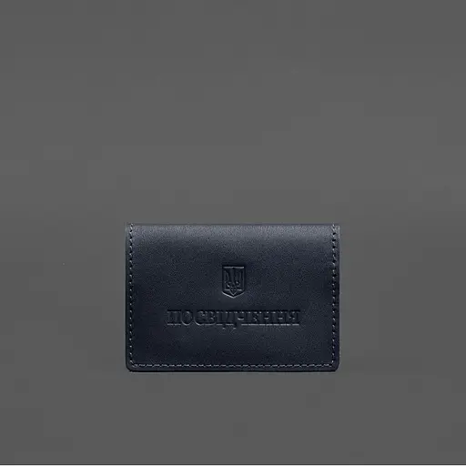 Кожаная обложка для пенсионного удостоверения темно-синяя - фото 6